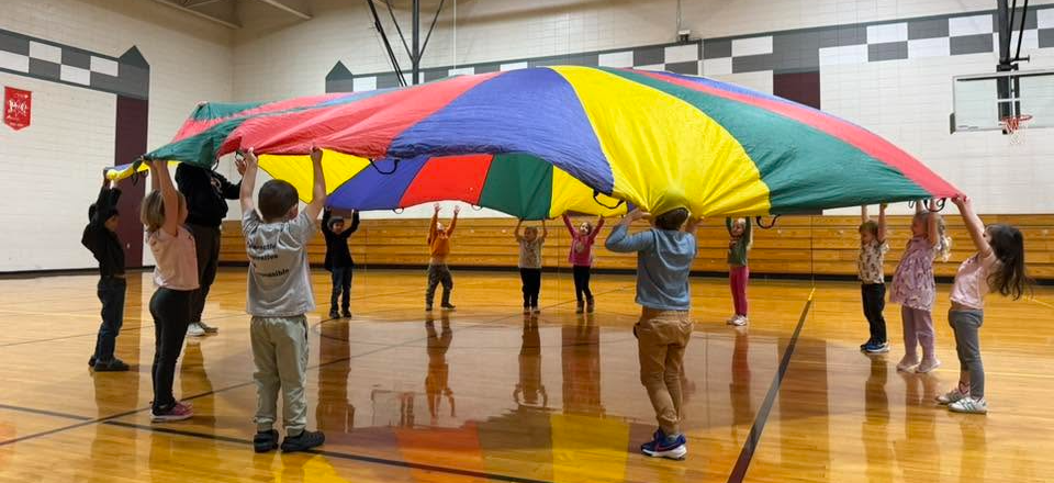 Parachute day in gym Class with Mr. Gauger